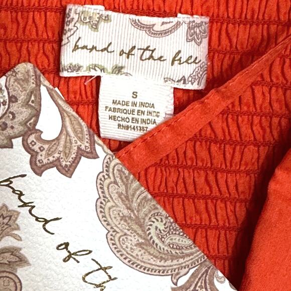 Band of the Free Tie Back Short Sleeve Entrada Top Orange S - Picture 14 of 15